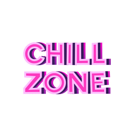 Bright vector lettering "Chill Zone", pink. Typography.のイラスト素材