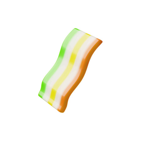 Wavy stripe chewy jelly gummy 3D vector icon, cartoon sweet candy dessert, volume bright tape marmalade confectioneryのイラスト素材