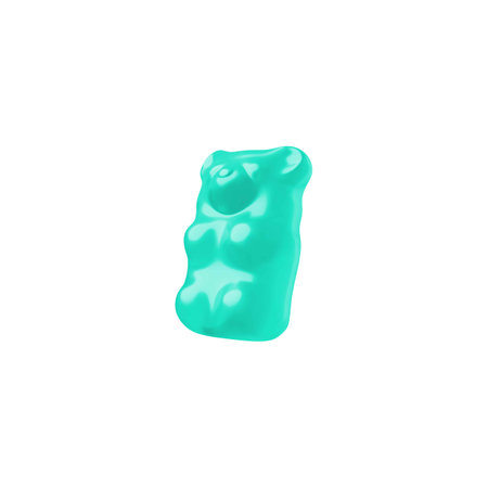 Chewy jelly gummy bear aquamarine color, 3D vector cartoon sweet candy dessert, volume animal marmalade confectioneryのイラスト素材