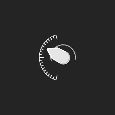 Car speedometer, monochrome gray scale semicircle digital gauge, vector indicator panel, progress bar display big arrowのイラスト素材