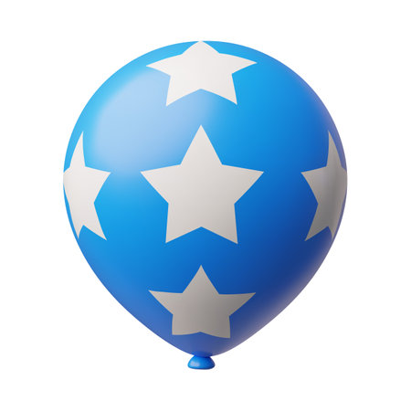 3d vector illustration of hot air balloon blue with white stars.のイラスト素材