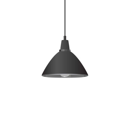 Vector realistic illustration of a ceiling lamp with a black lampshade.のイラスト素材
