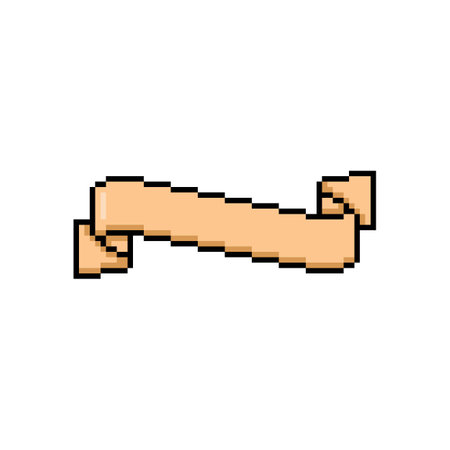 Vector illustration of pixelated, empty retro ribbon with black outline.のイラスト素材