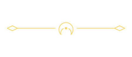 Celestial tarot ornament, vector mystical spiritual line art, golden divider thin line with crescent moon and rhombusのイラスト素材