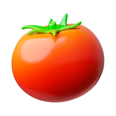 3d vector illustration of red whole tomato on isolated background.のイラスト素材