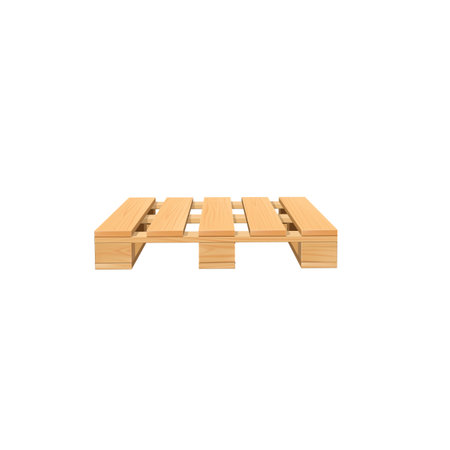 Wooden pallet front view, realistic vector storehouse equipment for loading and transporting freight, cargo timber trayのイラスト素材
