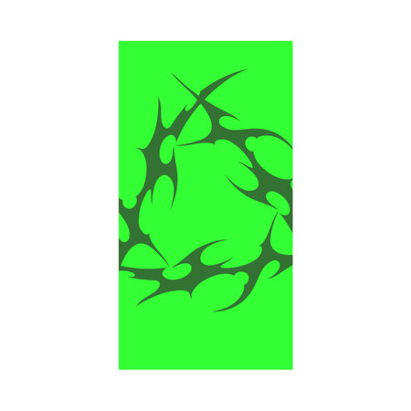 Graphic abstract rectangular poster with black neo tribal pattern on bright green background.のイラスト素材