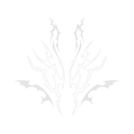 Neo tribal vector outline design, cyber sigilism gothic abstract gray pattern symmetry ornament swirl wings sharp shapeのイラスト素材