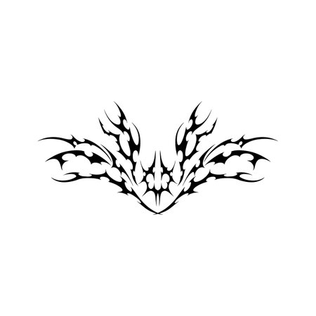 Vector symmetrical ornament Neo Tribal, black color. Gothic silhouette y2k.のイラスト素材