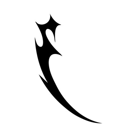 Neo tribal, cyber sigilism silhouette vector element, abstract ornament curly sharp spines shape, gothic horn patternのイラスト素材