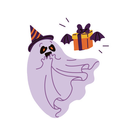 Cute ghost cartoon vector illustrationのイラスト素材