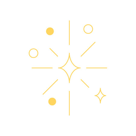 Abstract Minimalist geometric design of stars with diverging lines and dots.のイラスト素材