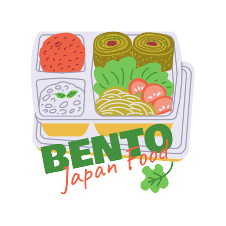 Bento box japanese food vector illustration setのイラスト素材