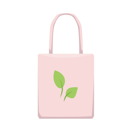 Vector illustration of eco-friendly reusable shopping bag with long handles, pink color.のイラスト素材