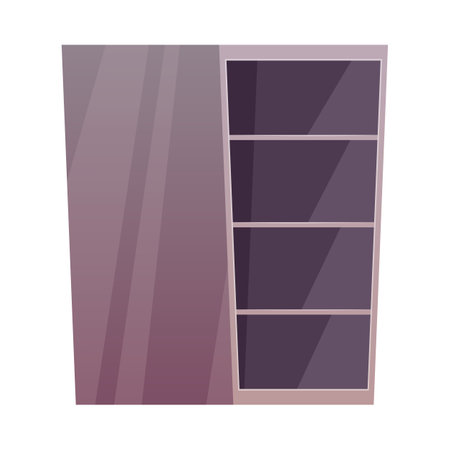 Restaurant kitchen stainless cupboard, cabinet vector flat illustration, steel laboratory empty shelf, closet furnitureのイラスト素材