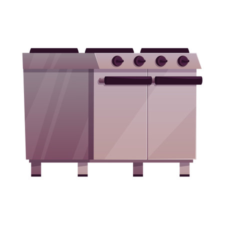 Kitchen gas or electric stove flat vector icon,household or restaurant equipment, cartoon stainless cooking applianceのイラスト素材