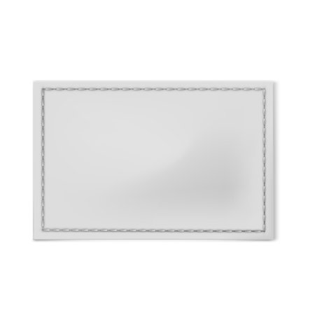 White textile rectangle sewn on label, vector realistic cloth fabric tag for textile with stitches, cotton badge mockupのイラスト素材