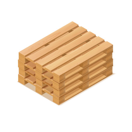 Realistic wooden pallets stacked on top of each other.のイラスト素材
