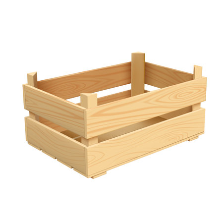 Rectangular wooden crate with two thick planks, side view.のイラスト素材