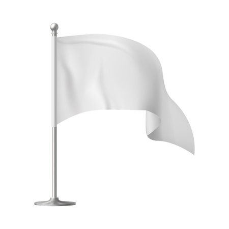Fluttering blank mockup of a triangular white flag on a flagpole.のイラスト素材