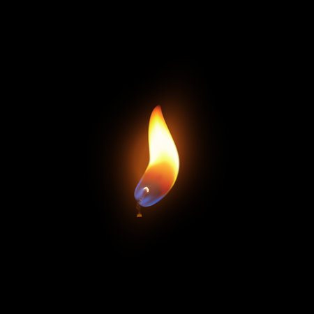 Wax candle flame, realistic glow effect, curved shape.のイラスト素材
