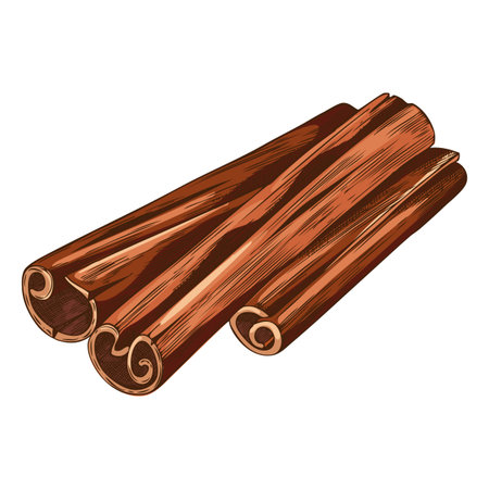 Cinnamon rolled sticks pile sketch vector icon, hand drawn aromatic spice, dry flavor condiment, mulled wine ingredientのイラスト素材