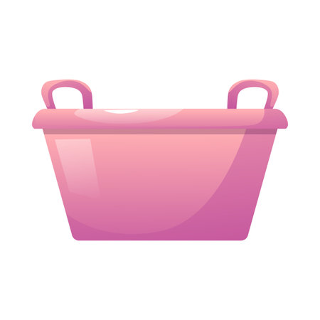 Plastic pink basin for washing and storage with handles.のイラスト素材