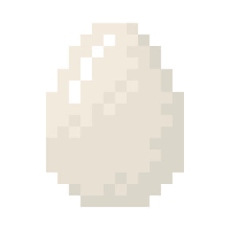 White chicken egg pixel art, vector cartoon pixelated cooking ingredient, farm product for 8 bit retro video gameのイラスト素材