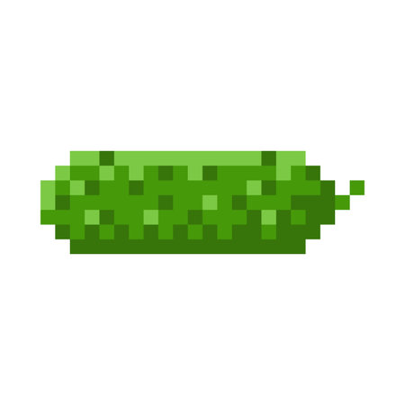 Fresh cucumber vegetable pixel art vector icon, cartoon organic green plant food, natural healthy farm productのイラスト素材