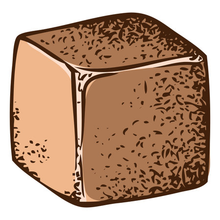 Vector watercolor sketch of brown sugar cube, hand drawn.のイラスト素材