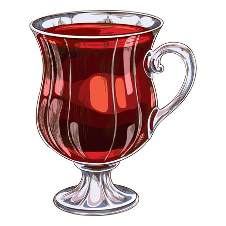 Mulled wine glass in hand drawn watercolor style, vector illustration.のイラスト素材