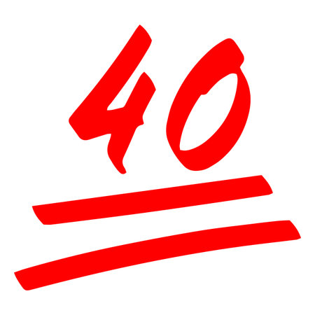 Exam score red marker symbol, 40 points test score hand drawn illustration, fourty number points low test resultのイラスト素材