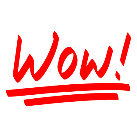 Red marker grade mark, exam and test result, vector hand drawn Wow comment with underlines, school praise teacher markのイラスト素材