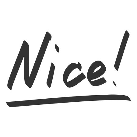 Black marker grade of exam and test result, vector hand drawn Nice comment with underline, school teacher praise markのイラスト素材