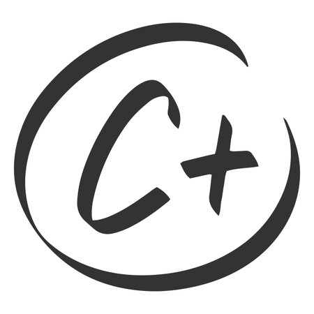 Exam score black symbol, grade result - C, good test result letter with plus in circle, student evaluation handwrittenのイラスト素材