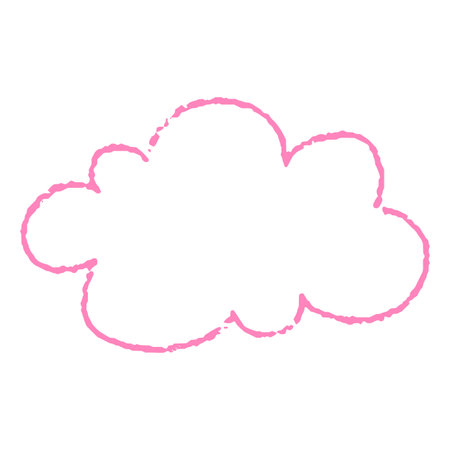 Crayon cloud shape, vector cartoon text box pink chalk texture silhouette, speech bubble, grunge dialogue and chat frameのイラスト素材