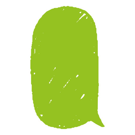 Speech bubble green blank, vector cartoon crayon communication comic frame, text box chalk texture, dialogue cloudのイラスト素材