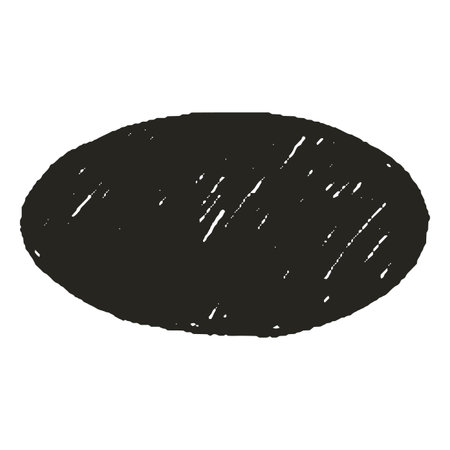 Charcoal or crayon sketch geometric round shape, scribble oval figure chalk, pencil texture, abstract kids hand drawingのイラスト素材