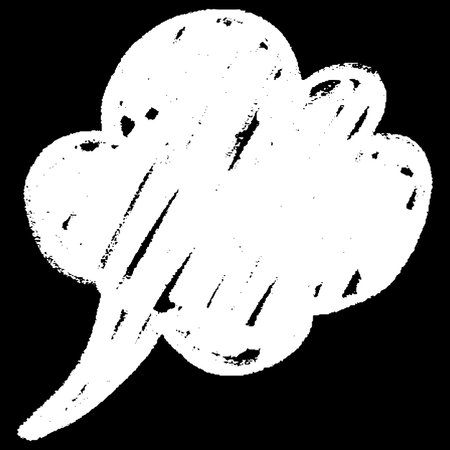 White speech cloud hand-drawn with chalk on a black background.のイラスト素材