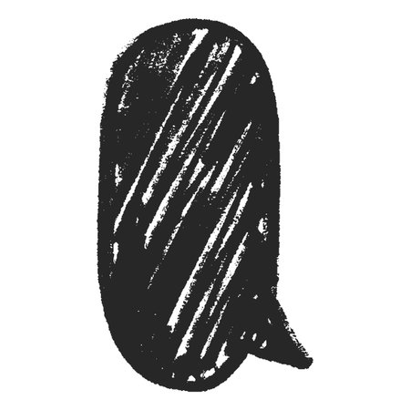 Speech bubble drawn with black pencil or chalk. Childrens doodle frame of oval shape.のイラスト素材