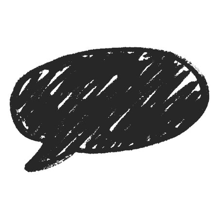 Speech bubble ink blank, vector cartoon crayon communication oval frame, text box black chalk texture, dialogue cloudのイラスト素材