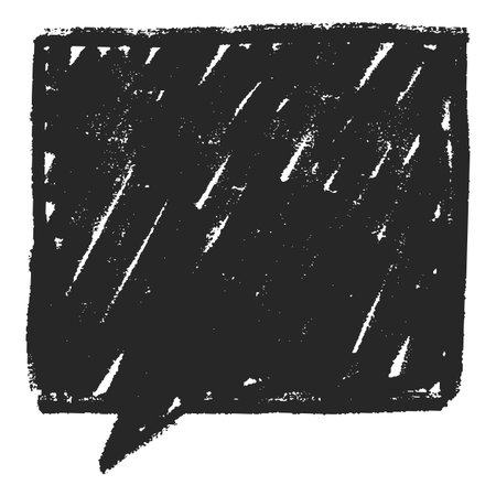 Speech bubble ink blank, vector cartoon crayon communication rectangle frame, text box black chalk texture, dialogueのイラスト素材