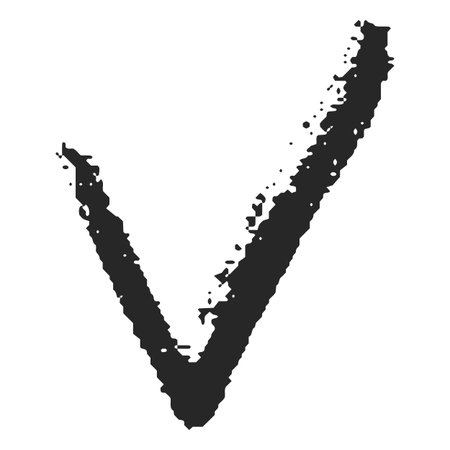 Black hand drawn crayon check tick mark, vector hand drawn approved, correct sign, doodle approve symbol chalk textureのイラスト素材