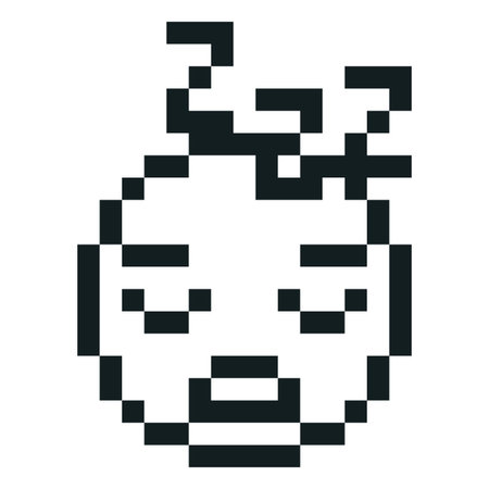 Sleeping emoji emoticon vector pixel art, black and white pixelated dream face, cute retro 8 bit video game avatarのイラスト素材
