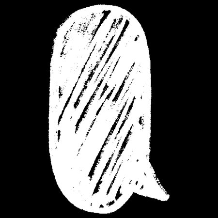 Text box white chalk texture on black, crayon speech bubble vertical round silhouette, vector chat dialogue cloudのイラスト素材