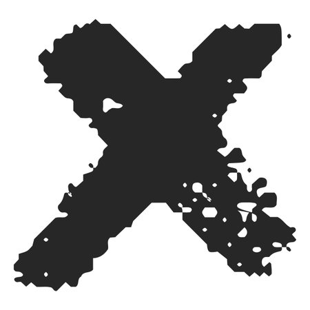 Black chalk rejected cross vector sign, wrong check mark scribble, decline, error crayon symbol, handwriting disagreeのイラスト素材