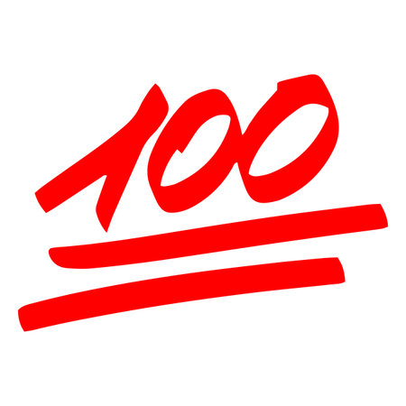 100 percent sign, red marker, learning achievement score, teacher feedback.のイラスト素材