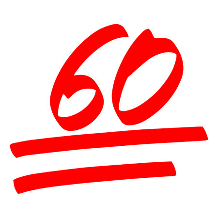 Good exam grade score red marker symbol, 60 points test score hand drawn illustration, sixty number points high resultのイラスト素材