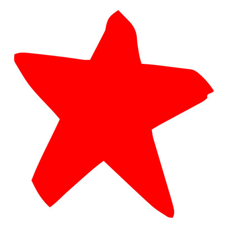 Vector five-pointed star handwritten with red marker, with uneven edges.のイラスト素材
