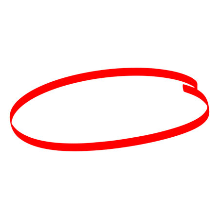 Oval outline frame, red marker handwritten, highlighting, marking, editing.のイラスト素材